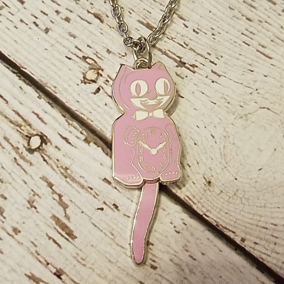 Retired pink kit-cat klock clock necklace - Picture 3 of 7